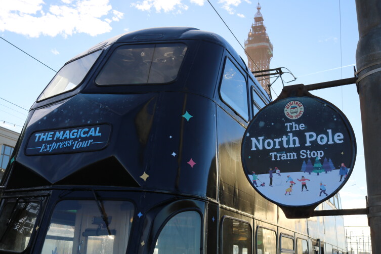 The North Pole arrives in Blackpool for a special festive themed tram tour